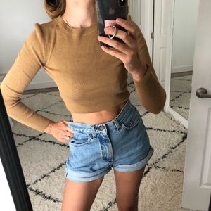 Topshop camel crop sweater